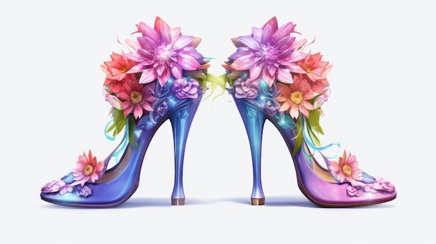 A pair of shoes with flowers on them