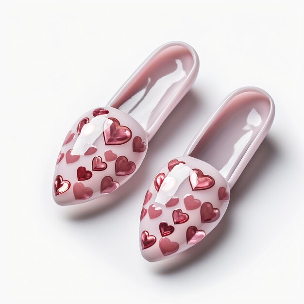 a pair of shoes with hearts on them