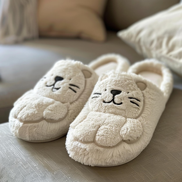 Photo a pair of slippers with a bunny on them