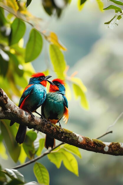 Photo a pair of spangled cotingas