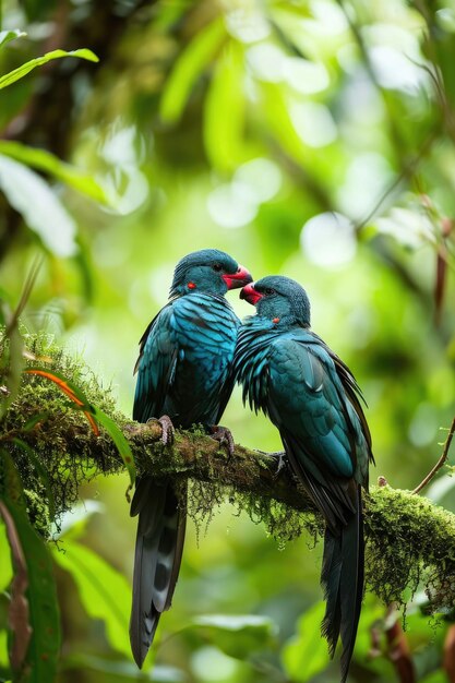 Photo a pair of spangled cotingas