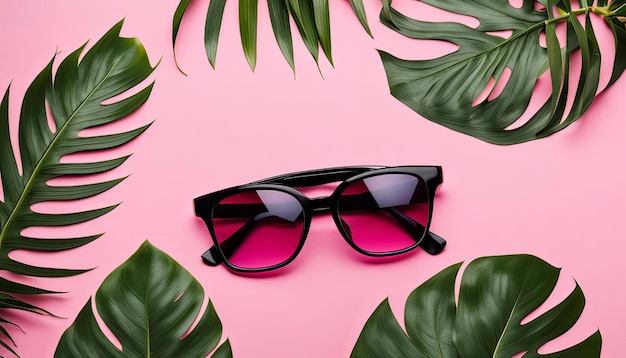 a pair of sunglasses with a pink background and a pink background