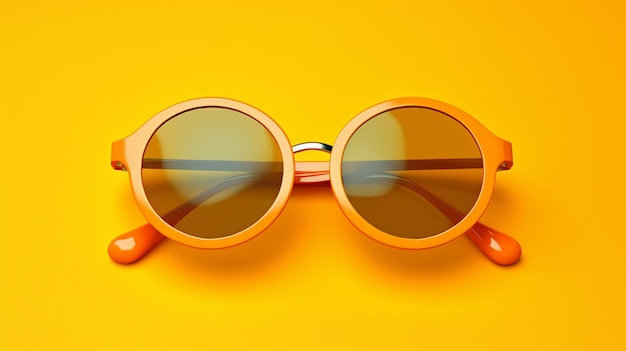 A pair of sunglasses on a yellow background