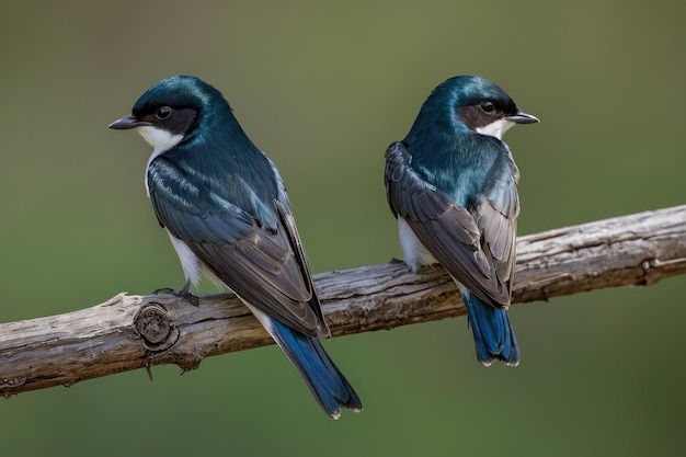 Pair of Swallows Resting on a Branch