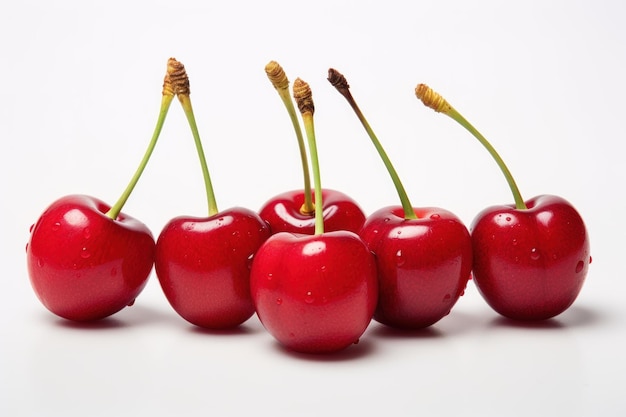 Pair of sweet cherry fruits with stems