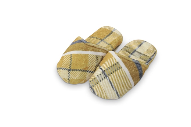 A pair of tartan pillow that is yellow and blue.