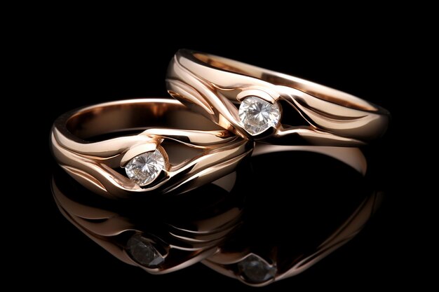 A pair of wedding rings with diamonds