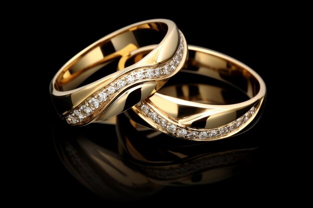 A pair of wedding rings with diamonds