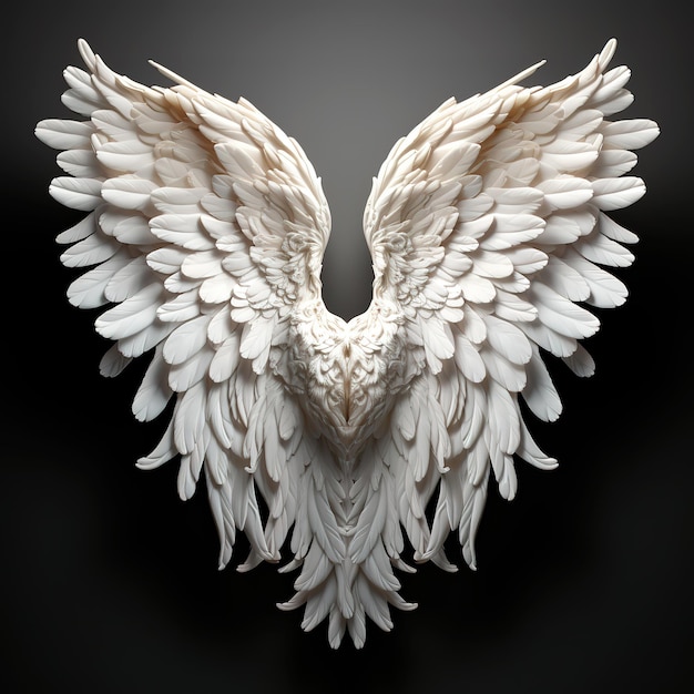 Pair of white angel wings white with golden black background