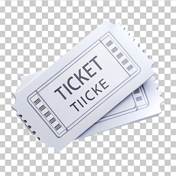 Photo pair of white classic tickets isolated on transparent background