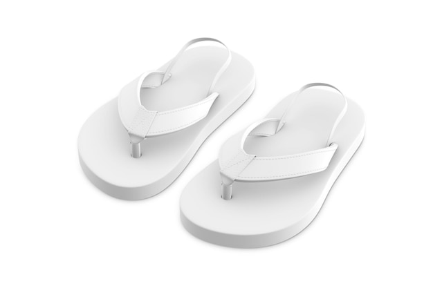 a pair of white flip flops with a white logo on the front.