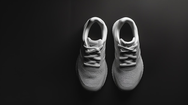 Photo a pair of white running shoes on a dark background the shoes are unbranded and have a minimalist design