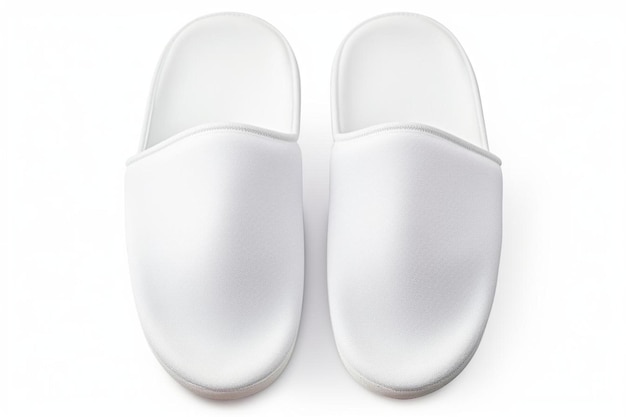 Foto un paio di pantofole bianche su una superficie bianca
