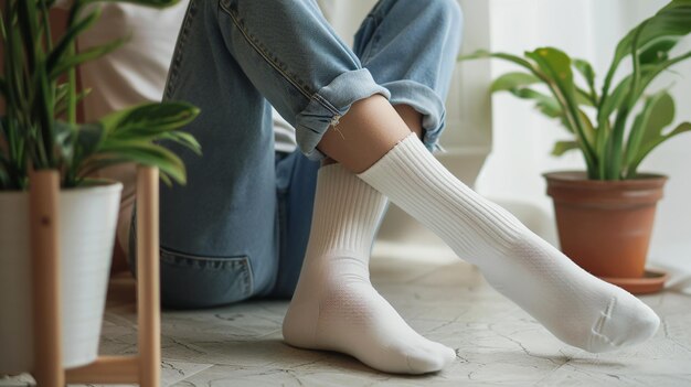 a pair of white socks