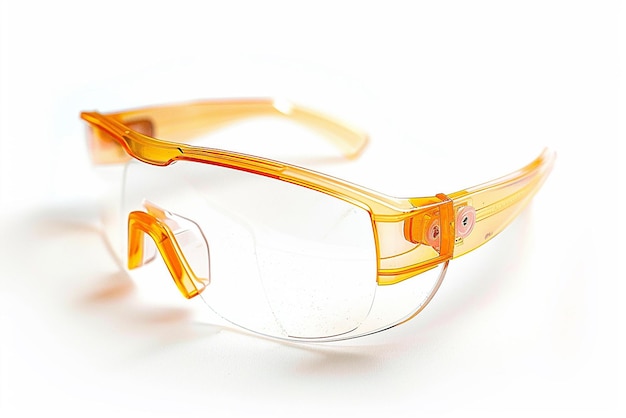 Photo a pair of yellow glasses with the number 3 on them