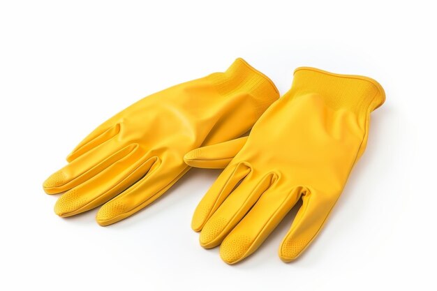 Pair of Yellow Gloves on White Background On a White or Clear Surface PNG Transparent Background