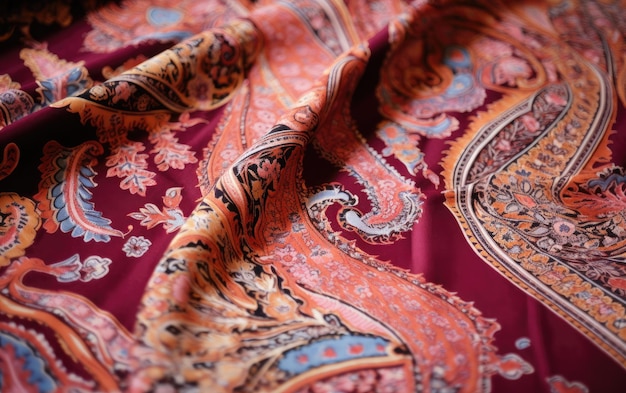 Paisley Elegance Intricate Silk Charpai for Luxurious Comfort Generative AI