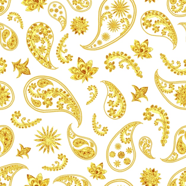 Photo paisley gold seamless pattern