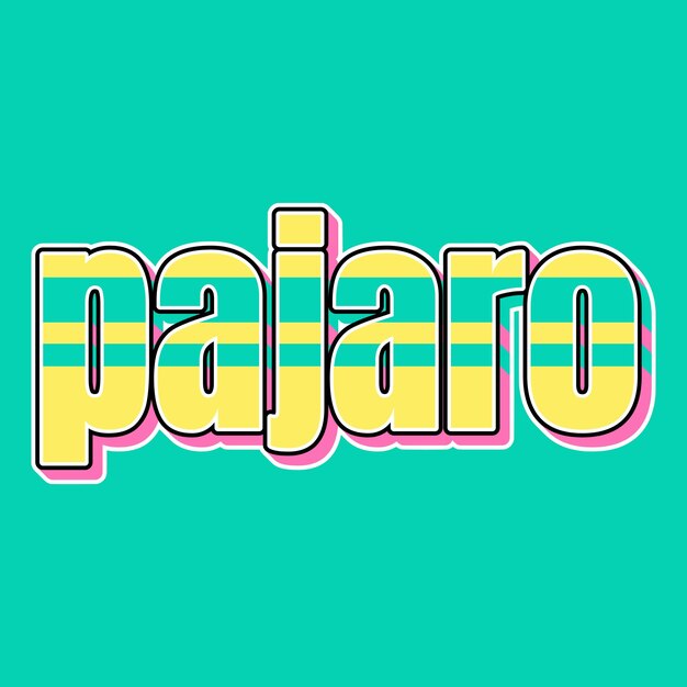 Foto pajaro typografie vintage 90's 3d-ontwerp gele roze tekst achtergrondfoto jpg