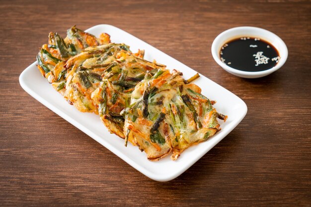 Pajeon or Korean pancake or Korean pizza - Korean traditional food style