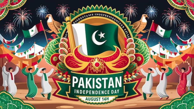 pakistan background abstract vector logo design banner ribbon city illustration concept w