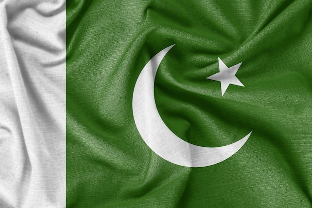 パキスタンの国旗の背景のリアルなシルク生地