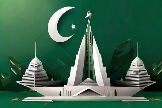 파키스탄 날 축제와 파키스탄 발과 함께 파키스탄 미나르 디자인