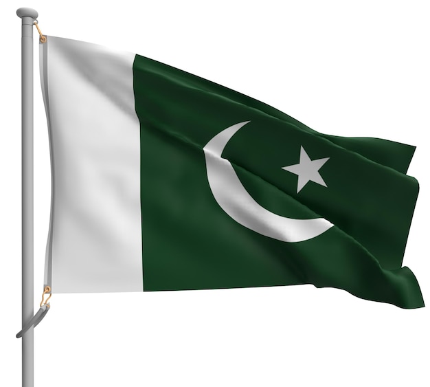 Pakistan day waving green white color moon star flag country independence government freedom republic pride celebration festival culture national islam muslim religion greeting concept3d render