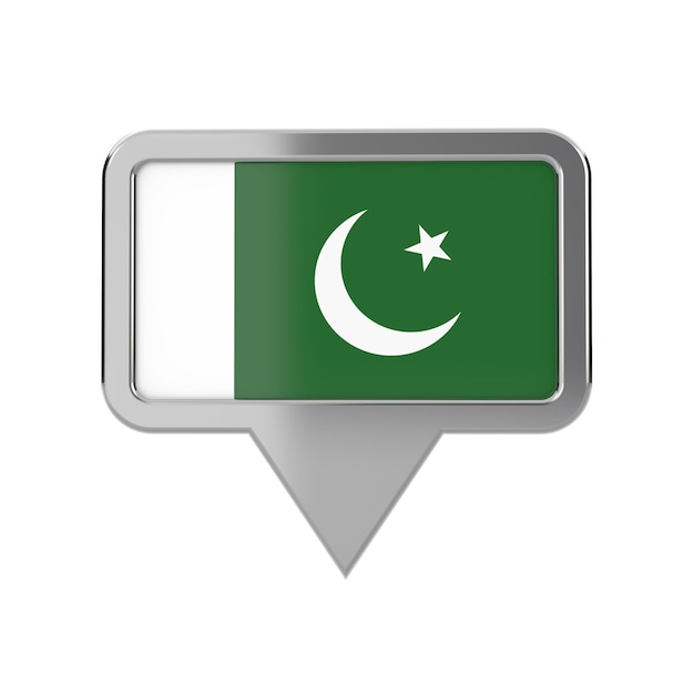 Pakistan flag location marker icon 3D Rendering