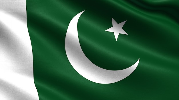 Photo pakistan flag, with waving fabric texture