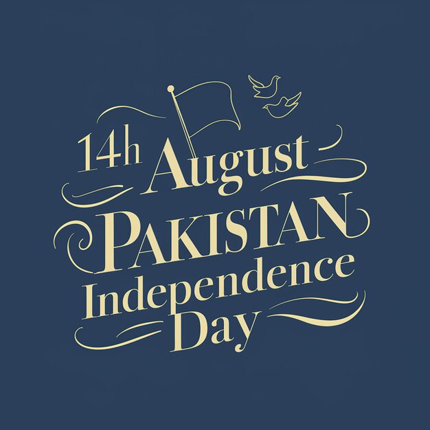 Photo pakistan independence day 14 august pakistan flag with calligraphy text generative ai