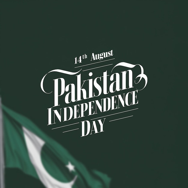 Фото День независимости пакистана 14 августа флаг пакистана с каллиграфическим текстом generative ai