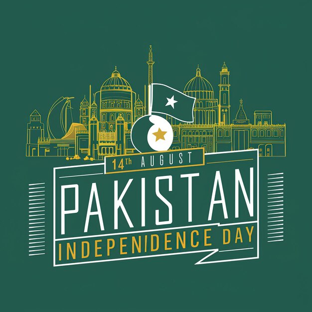 Photo pakistan independence day 14 august pakistan flag with calligraphy text generative ai