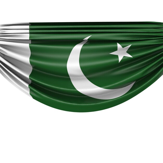 Pakistan national flag hanging fabric banner 3D Rendering