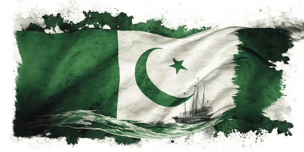 Pakistan Onafhankelijkheidsdag 14 augustus soldaten zwaaien stoffen pakistaanse vlag van pakistan