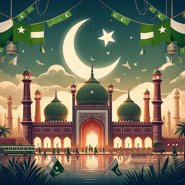 Photo pakistan resolution day design background pakistan day illustration design