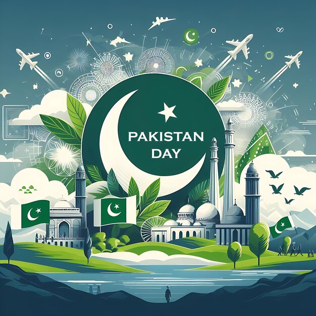 Photo pakistan resolution day design background pakistan day illustration design