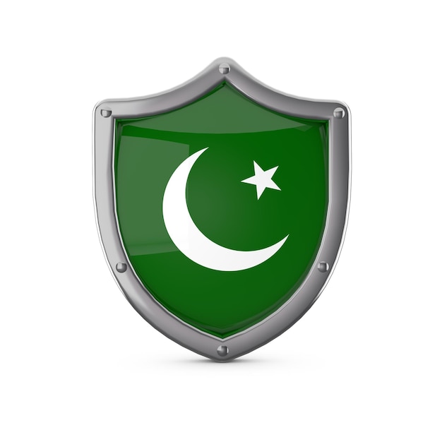 Pakistan veiligheidsconcept metalen schild vorm met nationale vlag