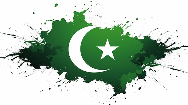 A Pakistani flag with painted splashes on it full HD