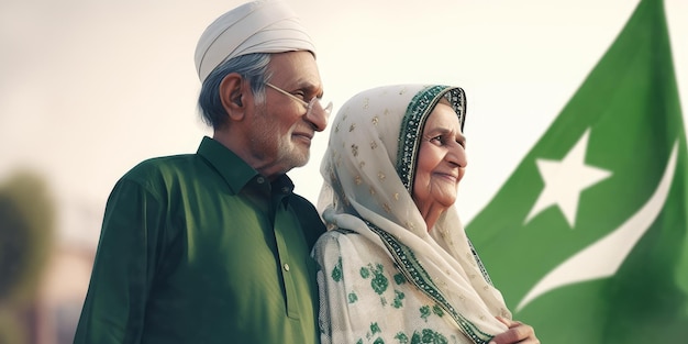 pakistani flags at straoy couple for pakistan independence day