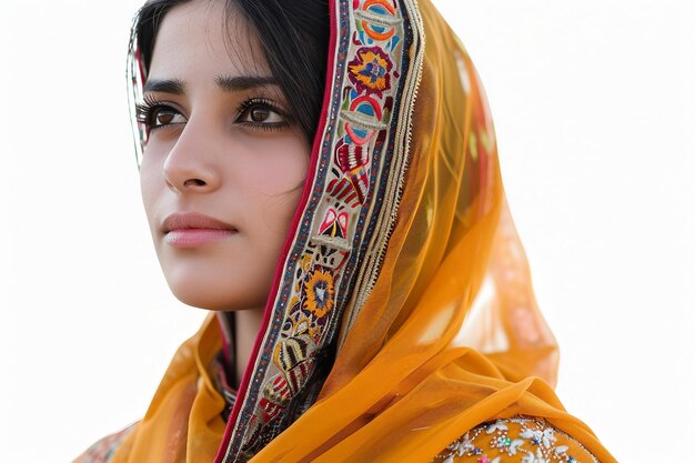 Pakistani Woman On White Background