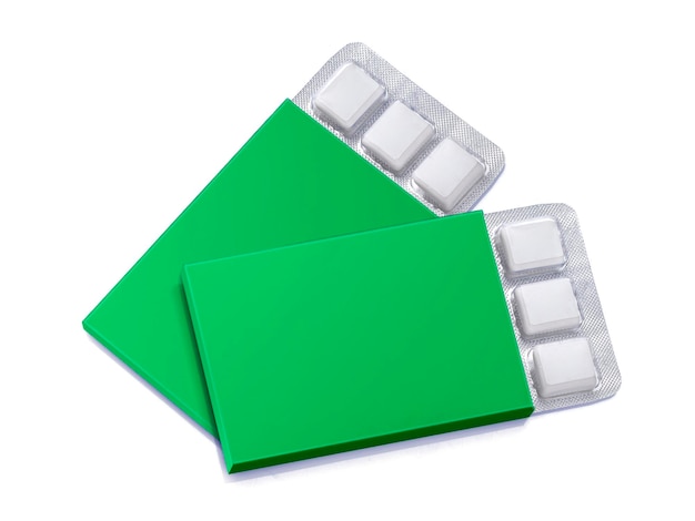 Pakje kauwgom geïsoleerd op wit met uitknippad