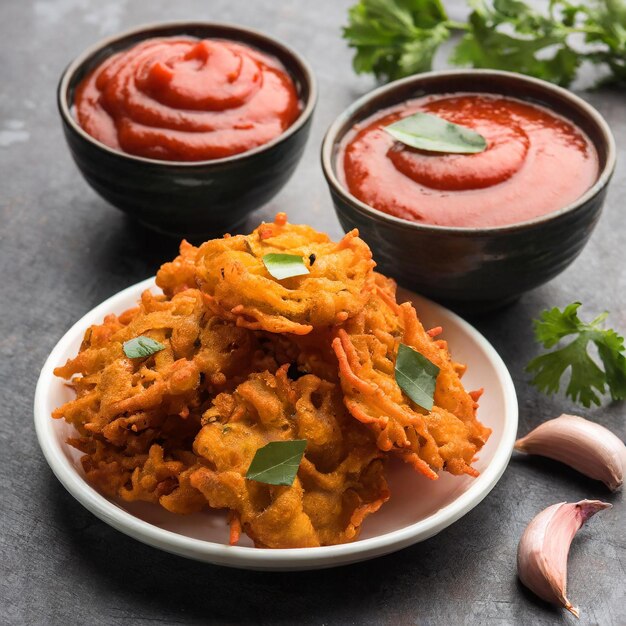 Photo pakora popular indian or pakistani street food snack on white background