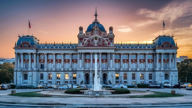 Palace of communication in summer dusk madrid