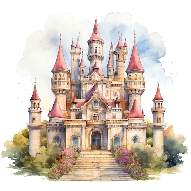 Palace Medieval watercolor fantasy