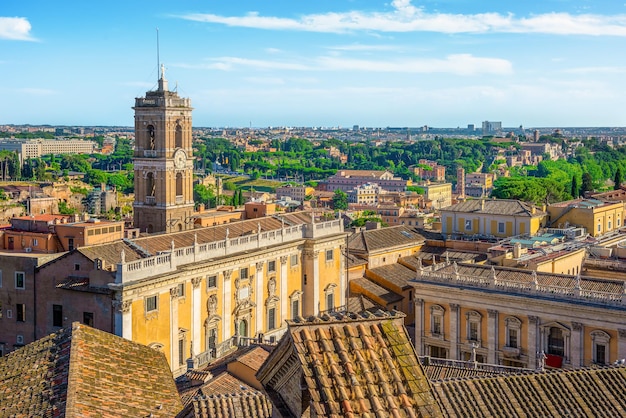 Palace of the Senators view from Vittoriano on Capitoline Hill. Rome, Italy