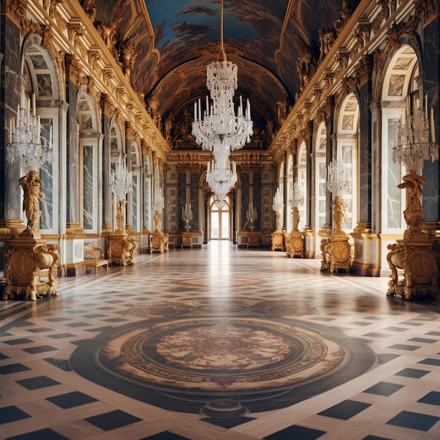 写真 ヴェルサイユ宮殿の廊下