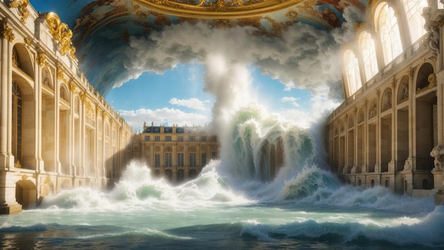 A palace of versailles in tsunami