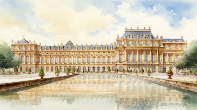 Photo palace of versailles watercolor