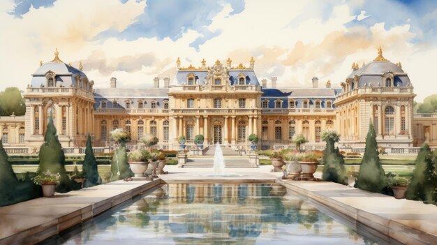 Foto acquerello della reggia di versailles